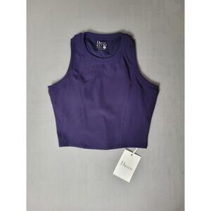 DMNZNS Womens Sleeveless High Neck Workout Crop Top Ribbed Knit Top Large